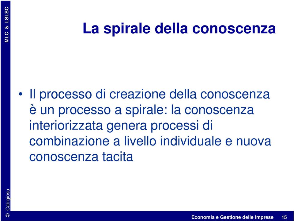 interiorizzata genera processi di combinazione a livello