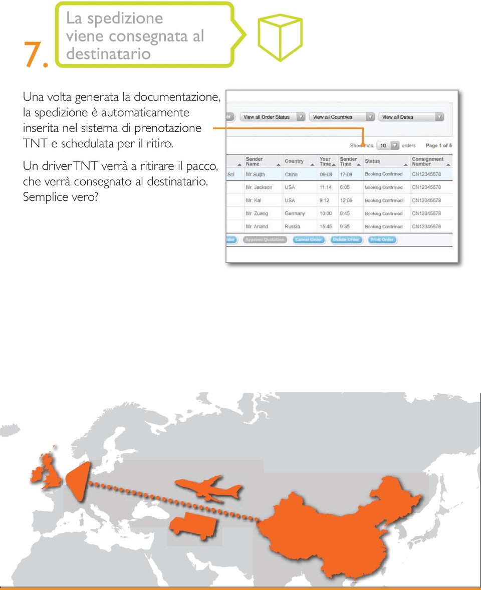 sistema di prenotazione TNT e schedulata per il ritiro.