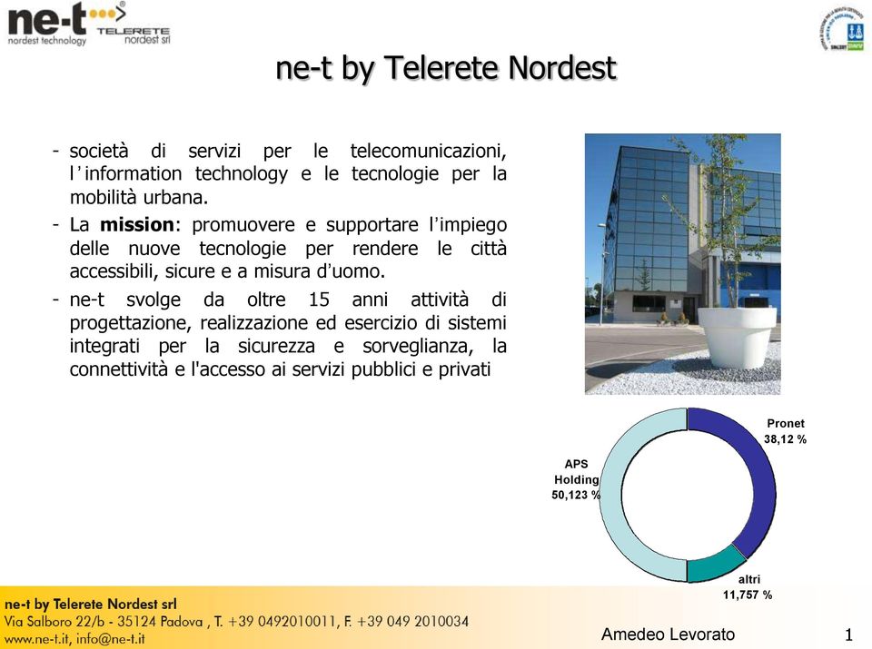 - La mission: promuovere e supportare l impiego delle nuove tecnologie per rendere le città accessibili, sicure e a misura d uomo.