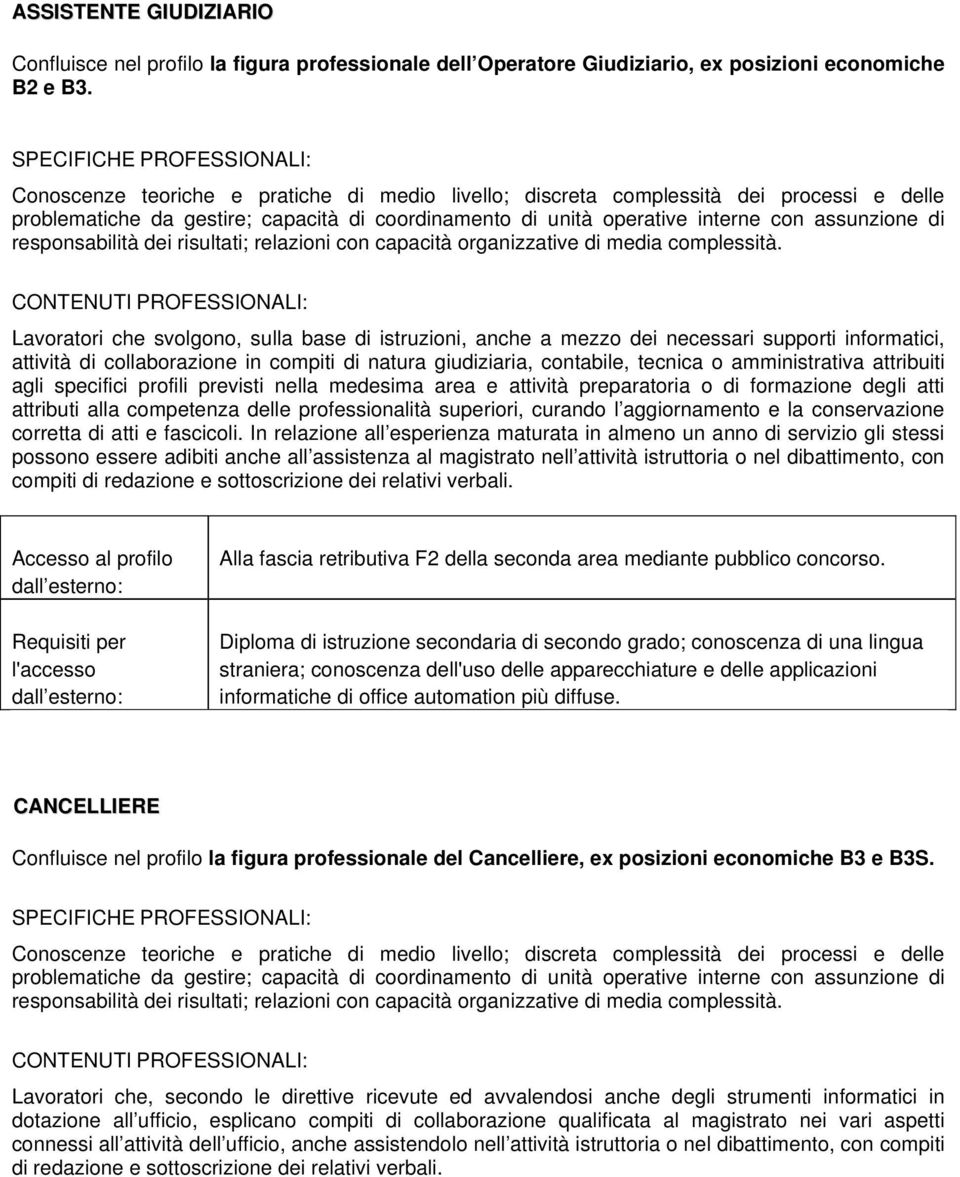 responsabilità dei risultati; relazioni con capacità organizzative di media complessità.