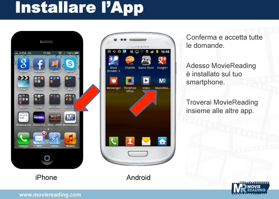 Adesso MovieReading è installato sul