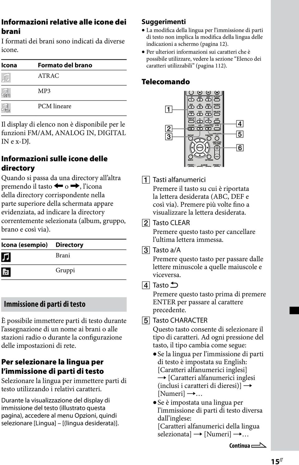 Per ulteriori informazioni sui caratteri che è possibile utilizzare, vedere la sezione Elenco dei caratteri utilizzabili (pagina 112).