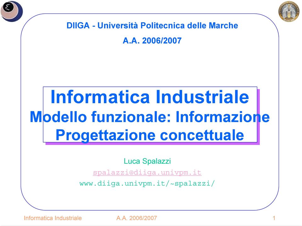 A. 2006/2007 Informatica Industriale Modello funzionale:
