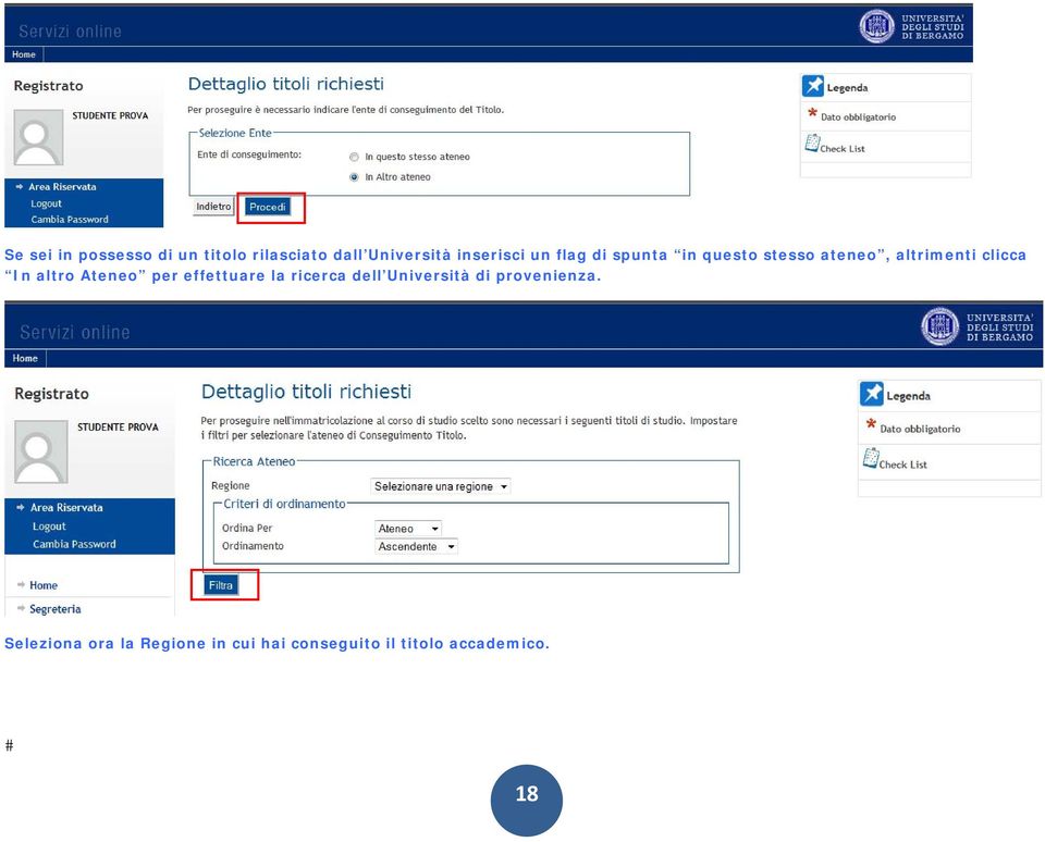 altro Ateneo per effettuare la ricerca dell Università di