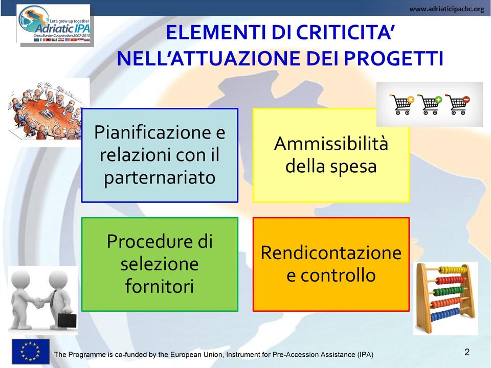 selezione fornitori Rendicontazione e controllo The Programme is