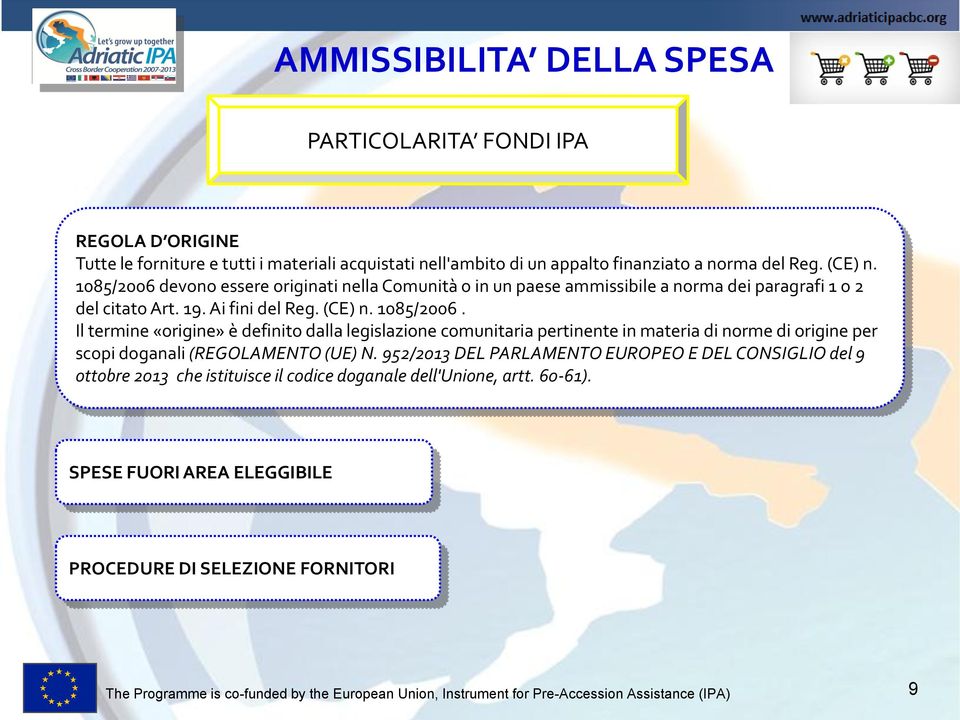 Il termine «origine» è definito dalla legislazione comunitaria pertinente in materia di norme di origine per scopi doganali (REGOLAMENTO (UE) N.