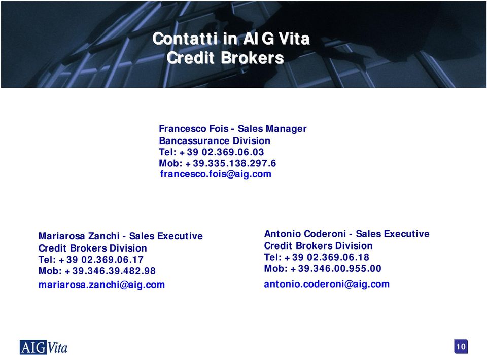 com Mariarosa Zanchi - Sales Executive Credit Brokers Division Tel: +39 02.369.06.17 Mob: +39.346.39.482.
