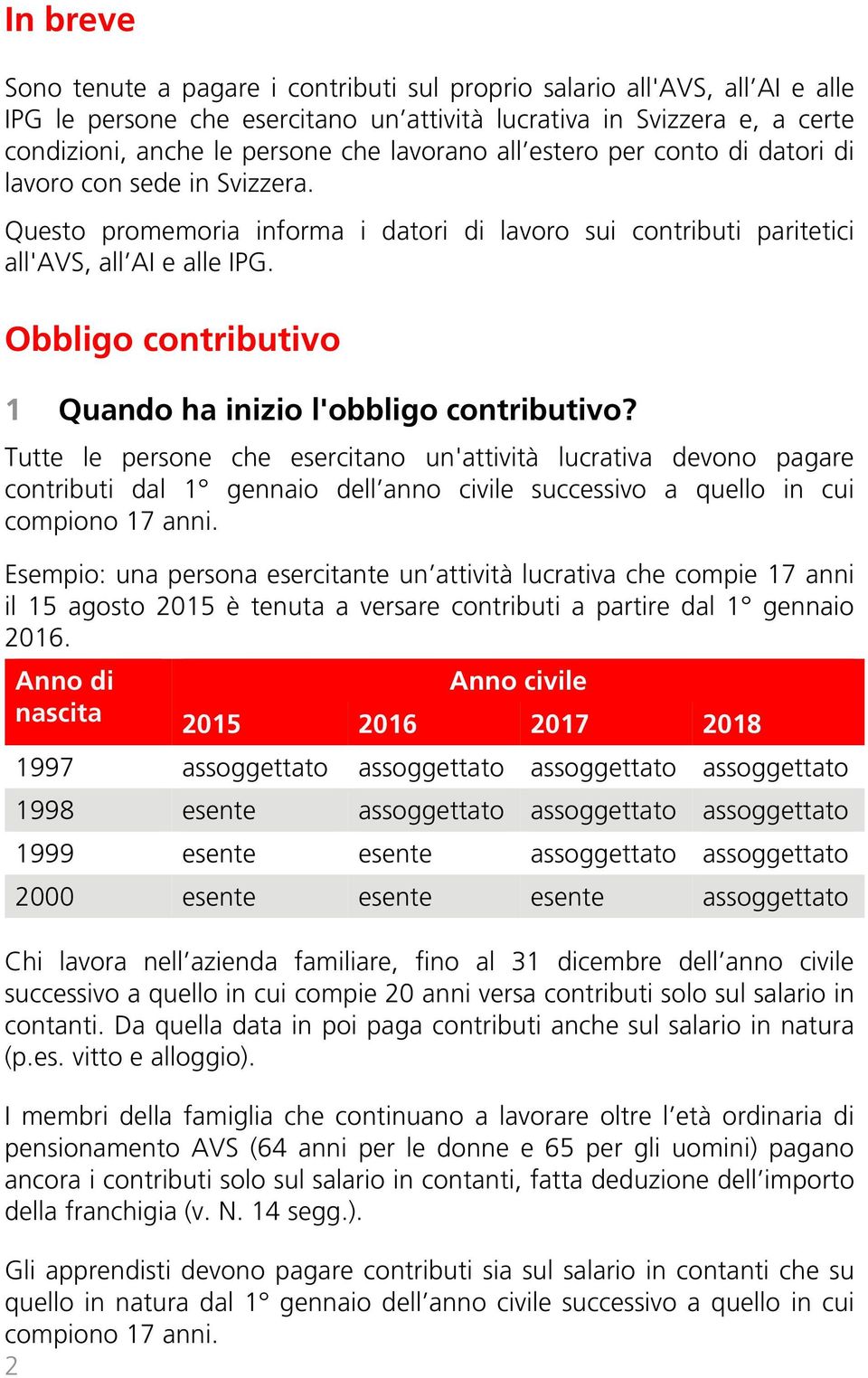 Obbligo contributivo 1 Quando ha inizio l'obbligo contributivo?