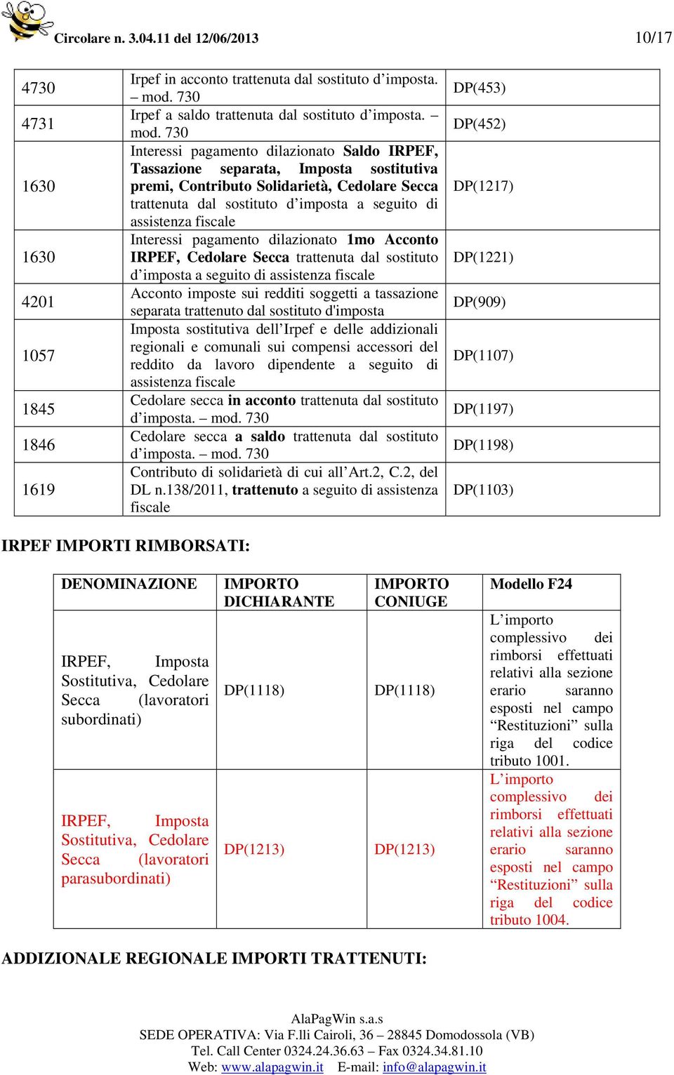 fiscale Interessi pagamento dilazionato 1mo Acconto IRPEF, Cedolare Secca trattenuta dal sostituto d imposta a seguito di assistenza fiscale Acconto imposte sui redditi soggetti a tassazione separata