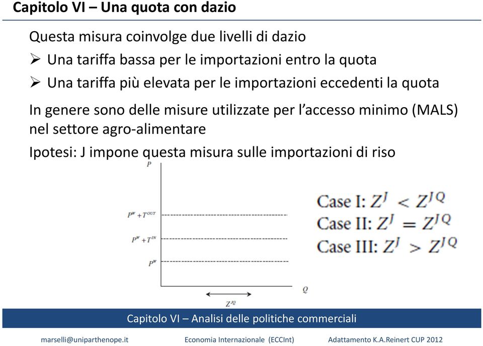 importazioni eccedenti la quota In genere sono delle misure utilizzate per l accesso