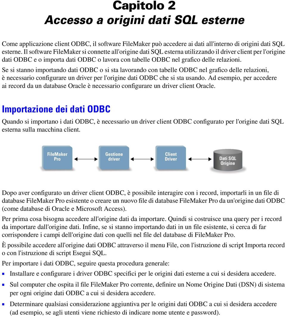 Se si stanno importando dati ODBC o si sta lavorando con tabelle ODBC nel grafico delle relazioni, è necessario configurare un driver per l'origine dati ODBC che si sta usando.