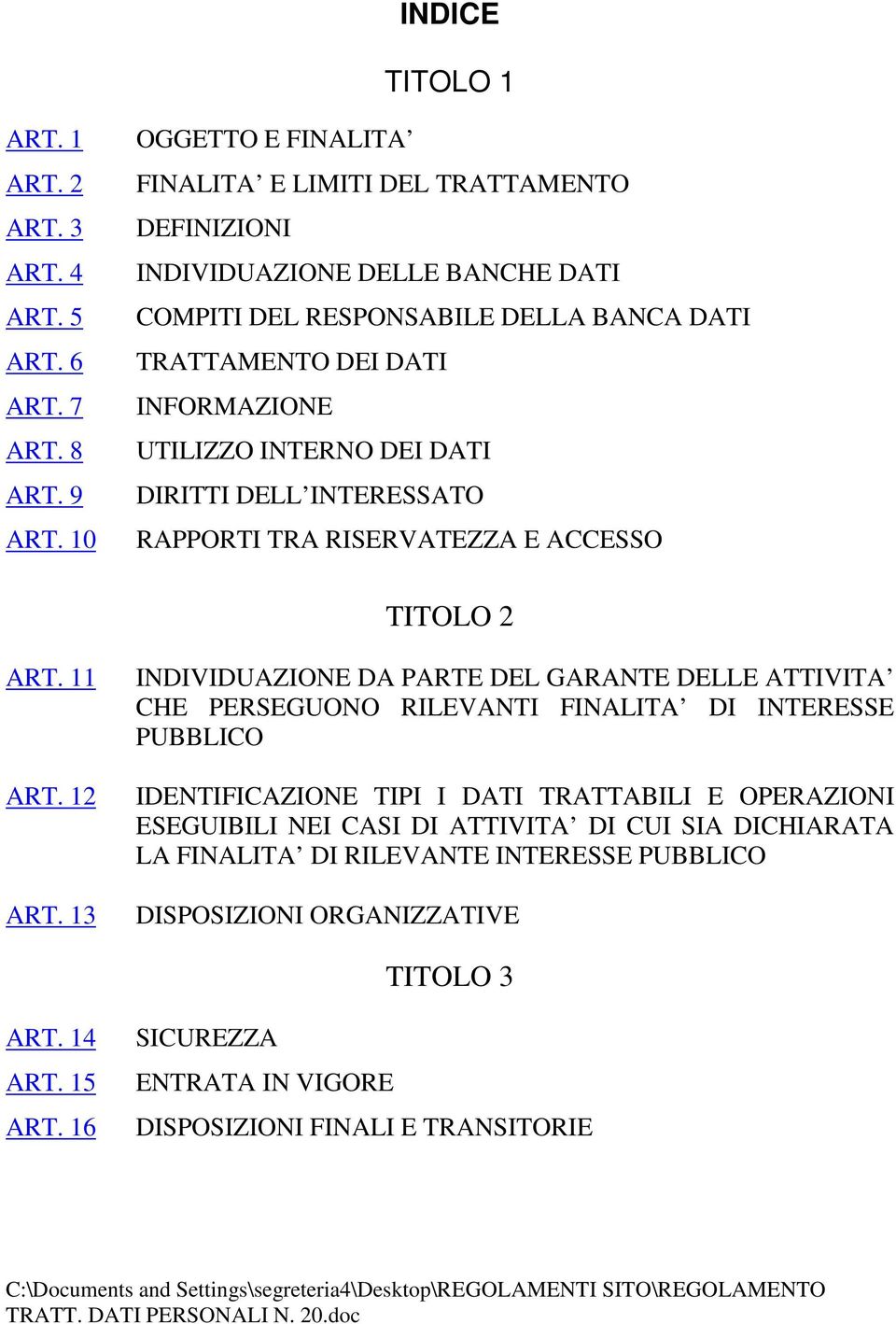 INTERNO DEI DATI DIRITTI DELL INTERESSATO RAPPORTI TRA RISERVATEZZA E ACCESSO TITOLO 2 ART. 11 ART. 12 ART.