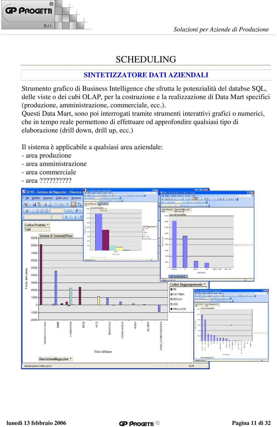 Questi Data Mart, sono poi interrogati tramite strumenti interattivi grafici o numerici, che in tempo reale permettono di effettuare od approfondire