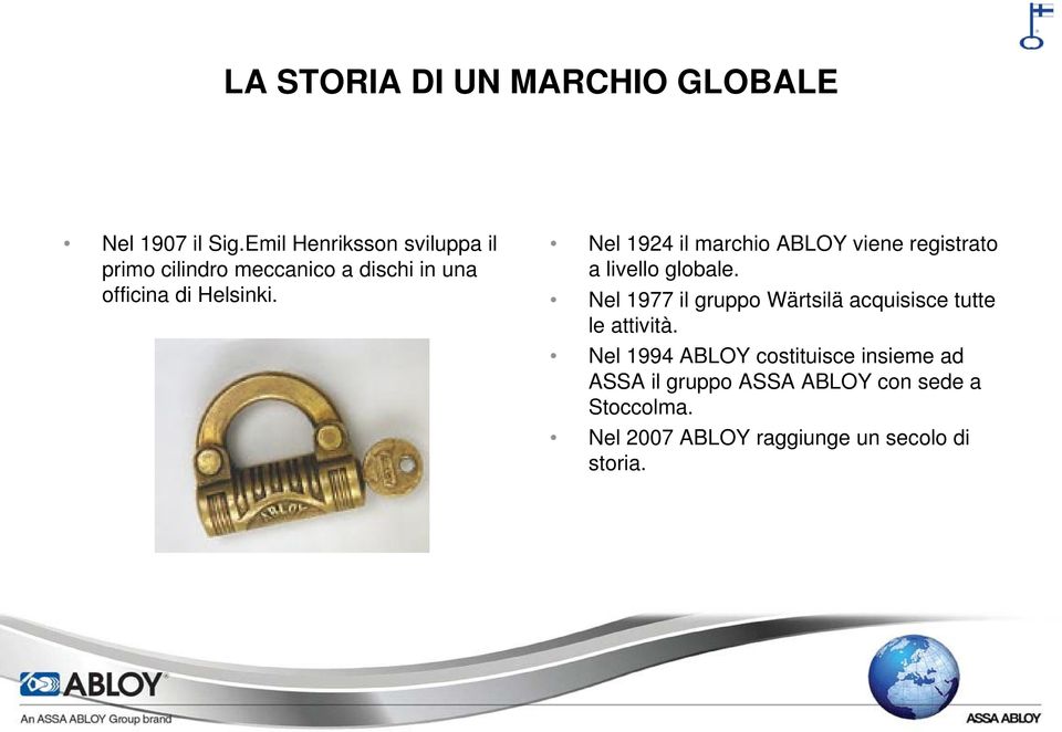 Nel 1924 il marchio ABLOY viene registrato a livello globale.