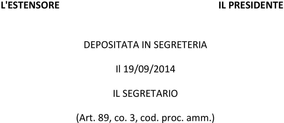 19/09/2014 IL SEGRETARIO