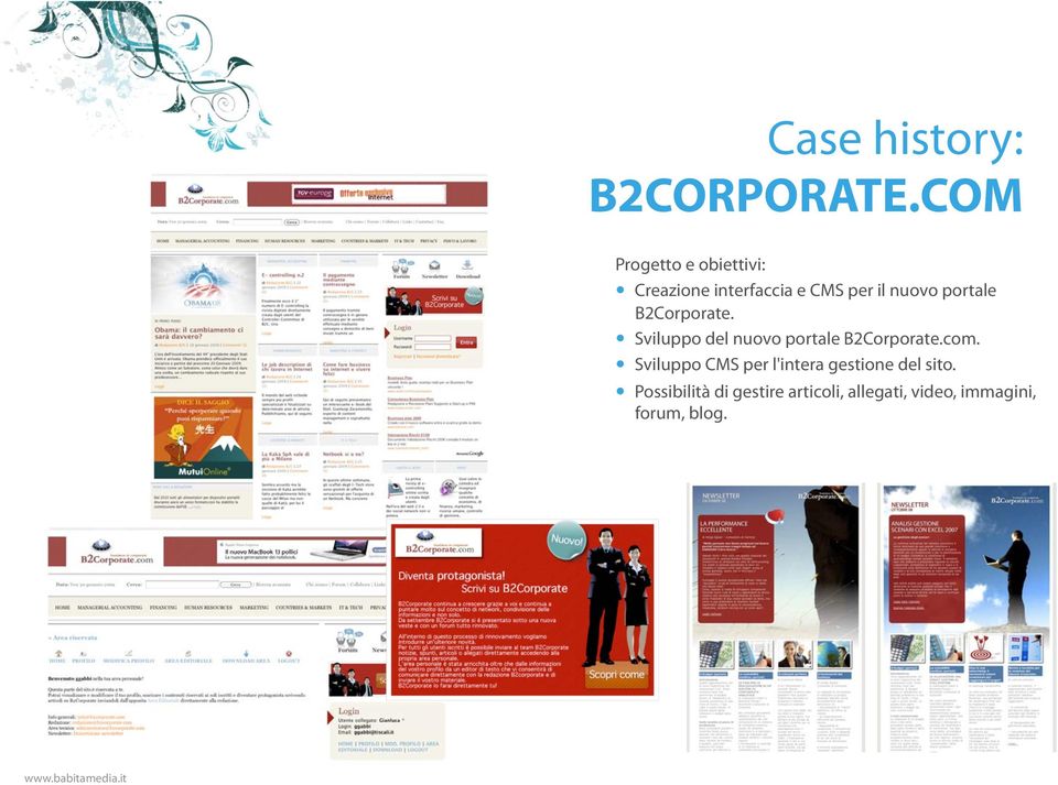 B2Corporate. Sviluppo del nuovo portale B2Corporate.com.