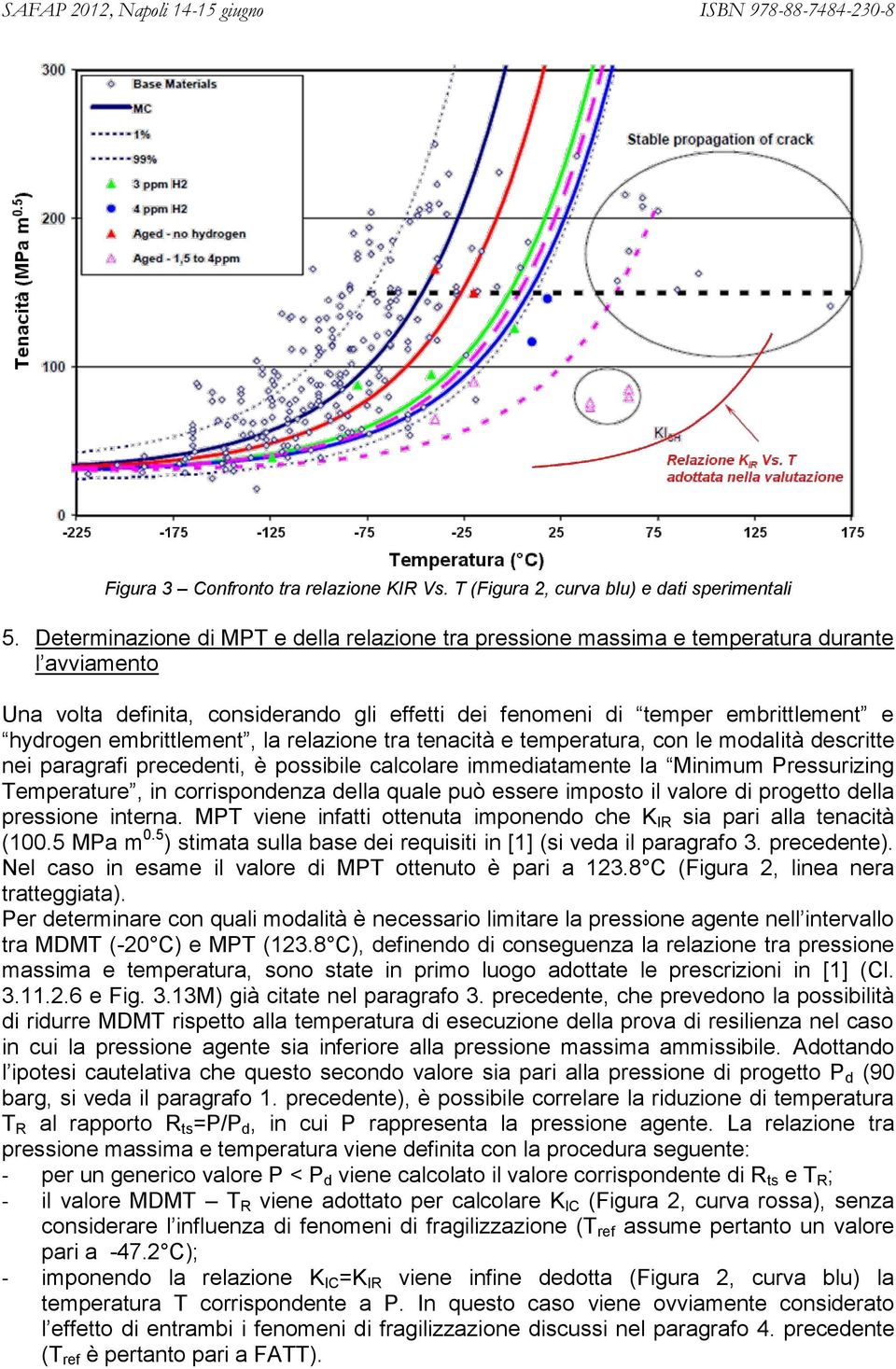 embrittlement, la relazione tra tenacità e temperatura, con le modalità descritte nei paragrafi precedenti, è possibile calcolare immediatamente la Minimum Pressurizing Temperature, in corrispondenza