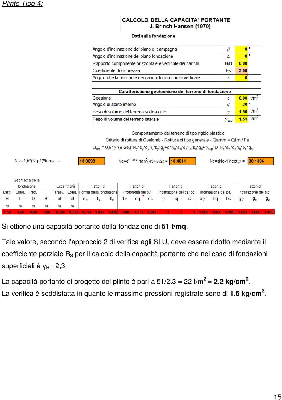 per il calcolo della capacità portante che nel caso di fondazioni superficiali è γ R =2,3.