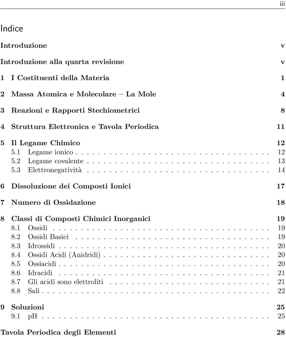 ................................ 14 6 Dissoluzione dei Composti Ionici 17 7 Numero di Ossidazione 18 8 Classi di Composti Chimici Inorganici 19 8.1 Ossidi....................................... 19 8.2 Ossidi Basici.