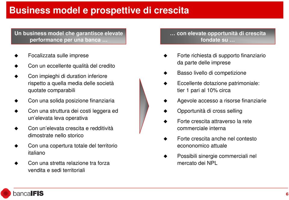 competizione Eccellente dotazione patrimoniale: tier 1 pari al 10% circa Con una solida posizione finanziaria Agevole accesso a risorse finanziarie Con una struttura dei costi leggera ed un elevata