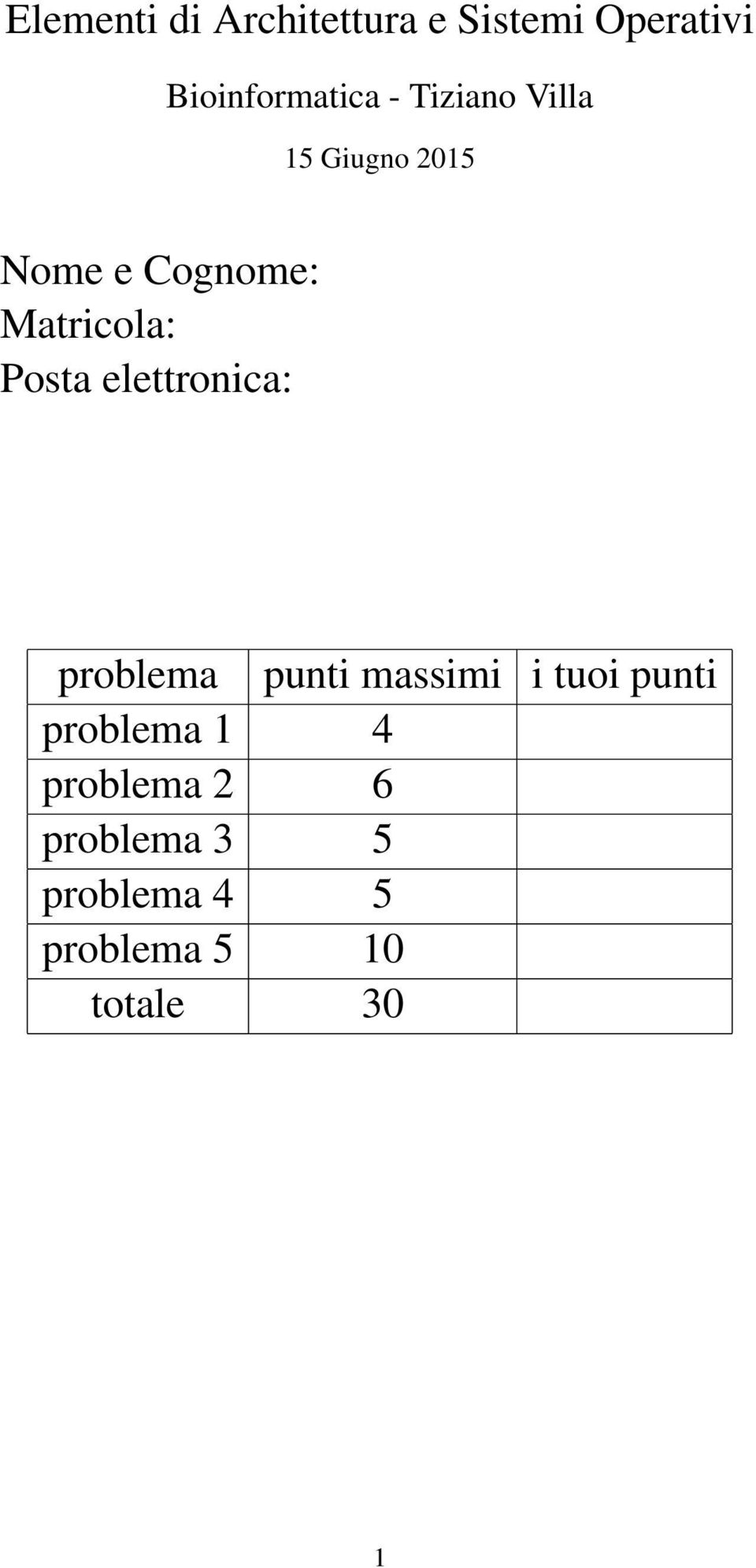 elettronica: problema punti massimi i tuoi punti problema 1 4