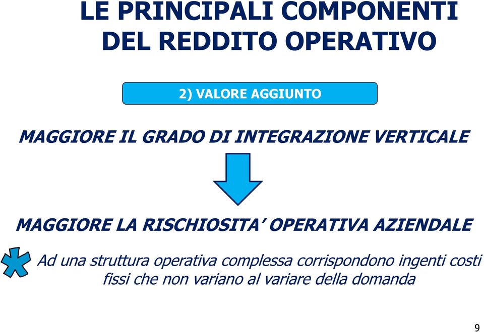 AZIENDALE Ad una struttura operativa complessa corrispondono