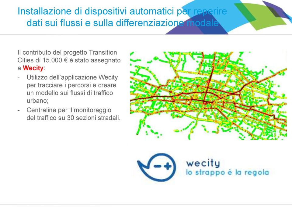 000 è stato assegnato a Wecity: - Utilizzo dell applicazione Wecity per tracciare i