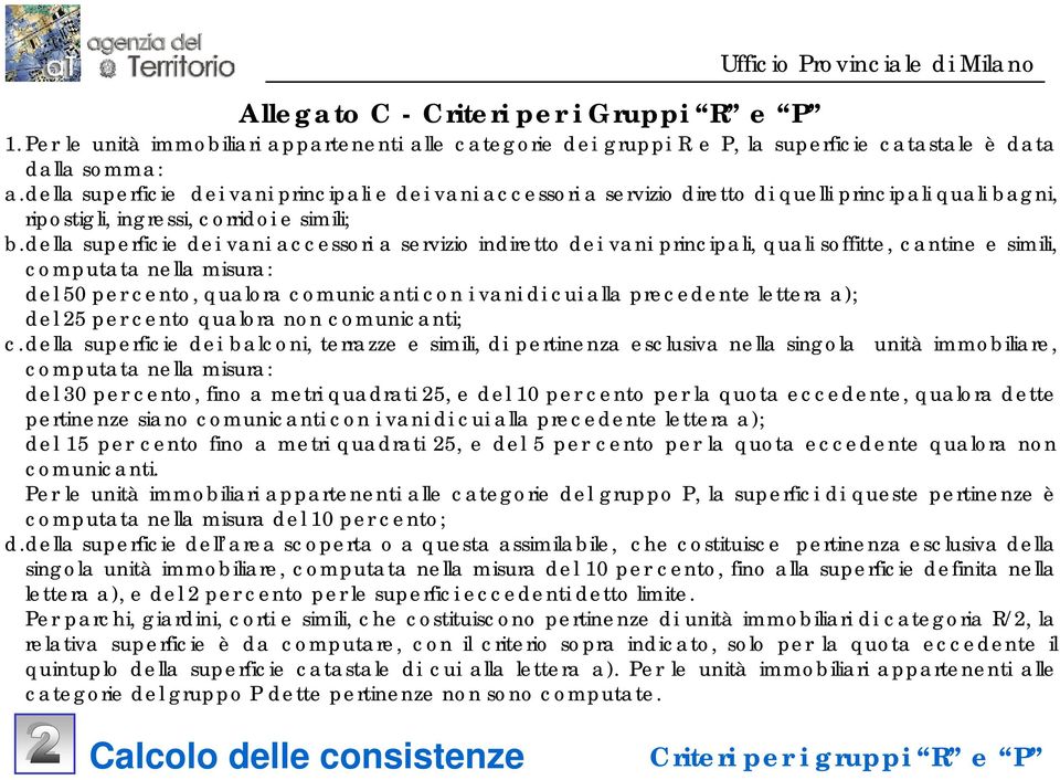 della superficie dei vani accessori a servizio indiretto dei vani principali, quali soffitte, cantine e simili, computata nella misura: del 50 per cento, qualora comunicanti con i vani di cui alla