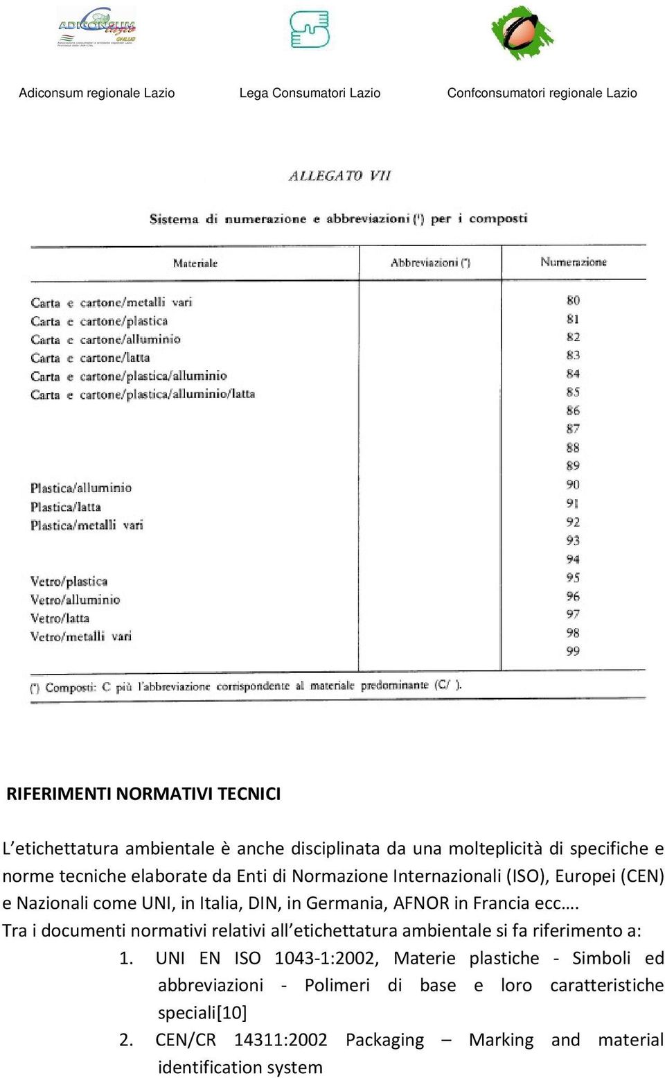 Tra i documenti normativi relativi all etichettatura ambientale si fa riferimento a: 1.