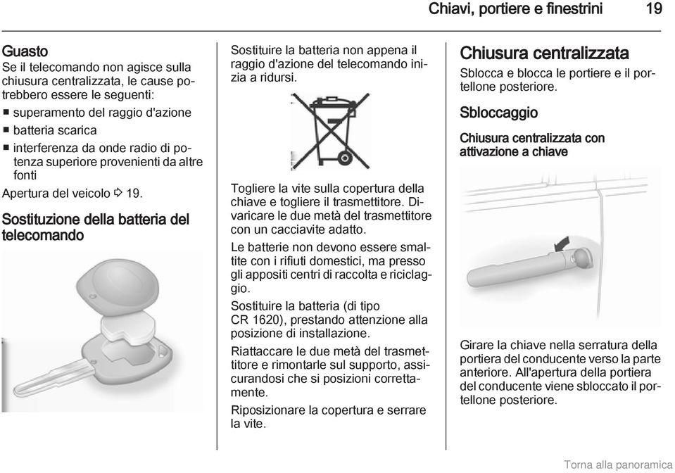 Sostituzione della batteria del telecomando Sostituire la batteria non appena il raggio d'azione del telecomando inizia a ridursi.