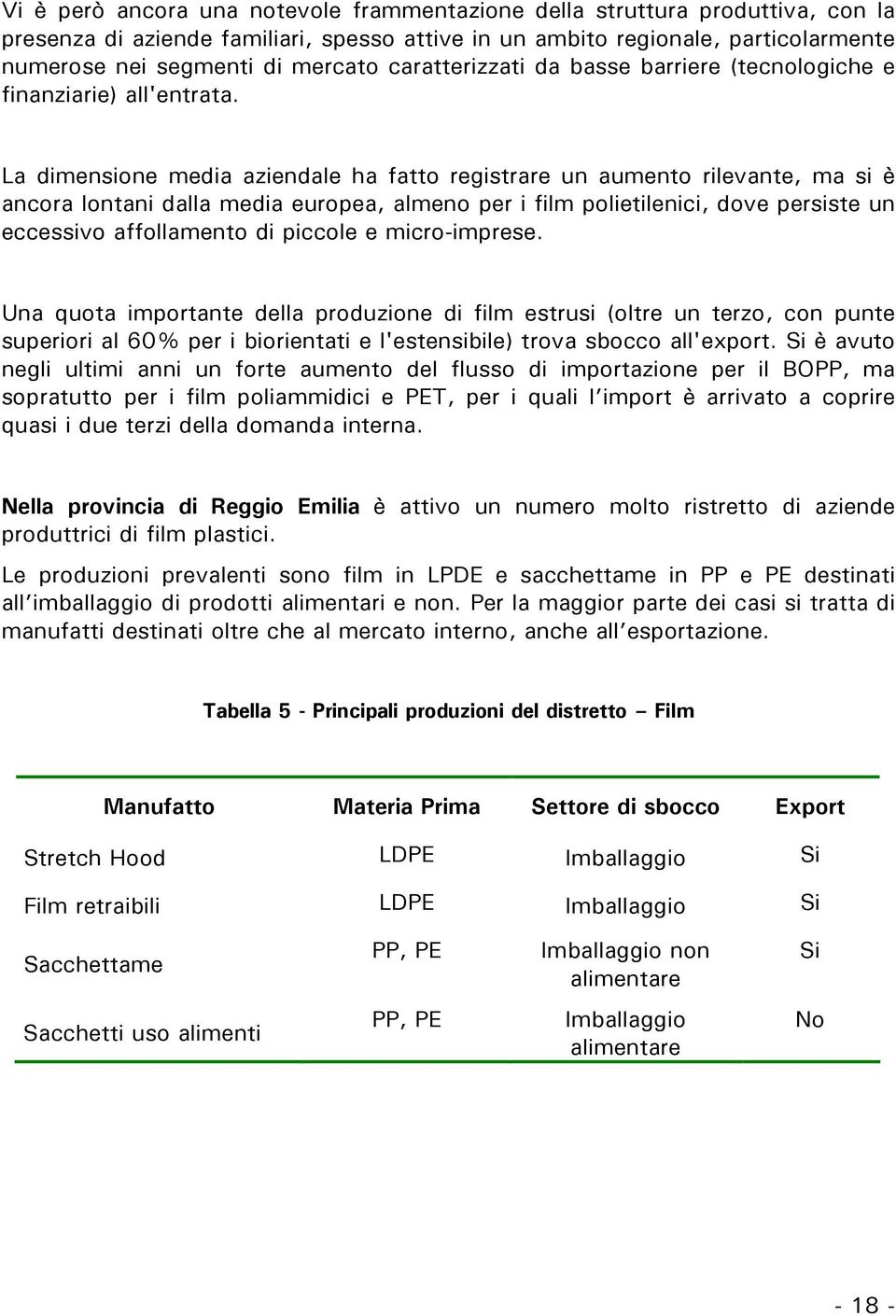 La dimensione media aziendale ha fatto registrare un aumento rilevante, ma si è ancora lontani dalla media europea, almeno per i film polietilenici, dove persiste un eccessivo affollamento di piccole