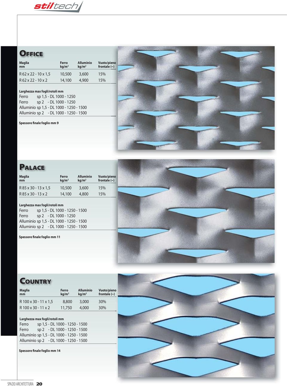 30-13 x 2 14,100 4,800 15% Spessore finale foglio mm 11 COUNTRY o R 100 x 30-11 x 1,5 8,800