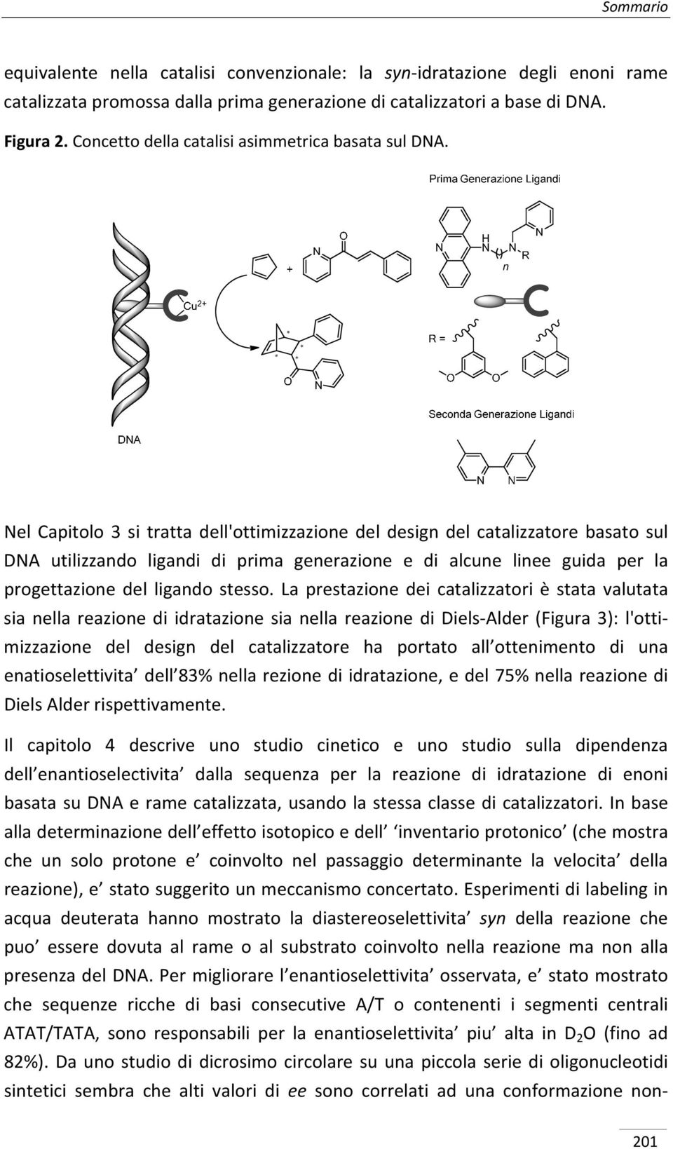 Nel Capitolo 3 si tratta dell'ottimizzazione del design del catalizzatore basato sul DNA utilizzando ligandi di prima generazione e di alcune linee guida per la progettazione del ligando stesso.