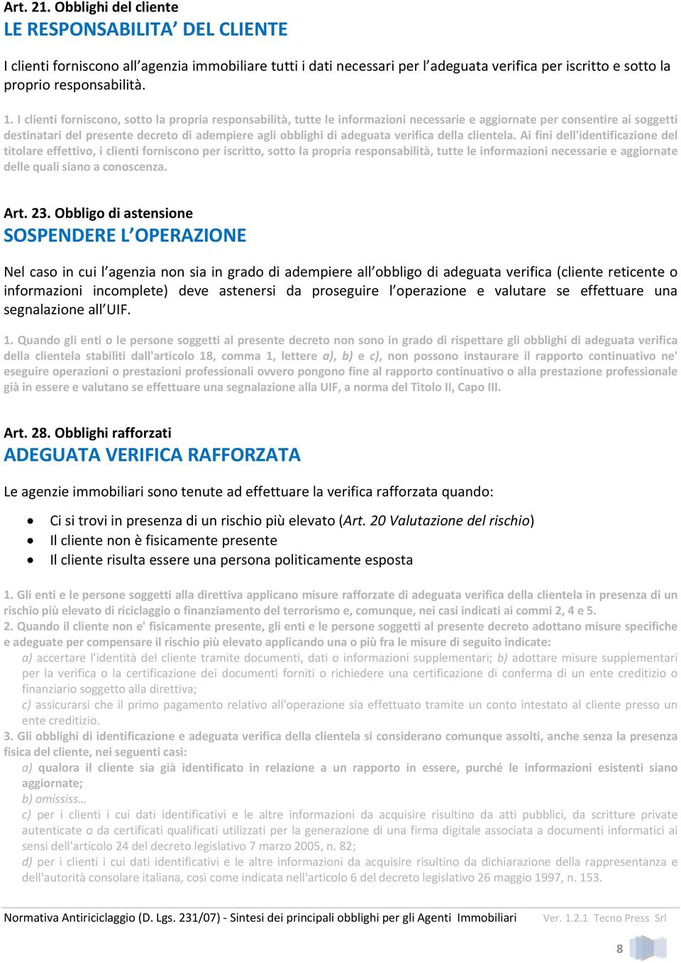 adeguata verifica della clientela.