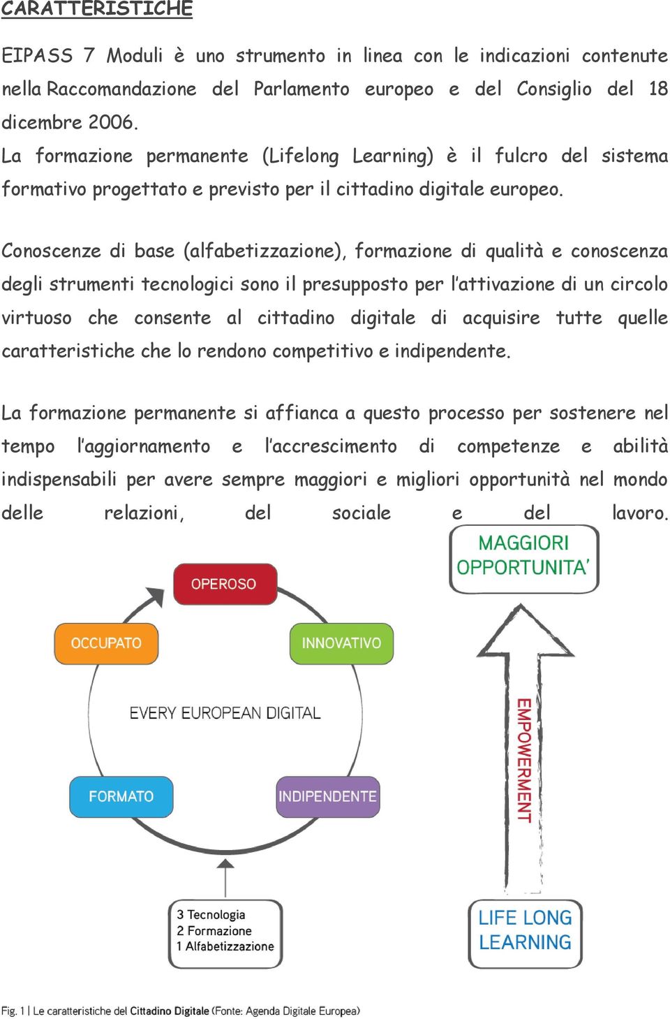 Conoscenze di base (alfabetizzazione), formazione di qualità e conoscenza degli strumenti tecnologici sono il presupposto per l attivazione di un circolo virtuoso che consente al cittadino digitale