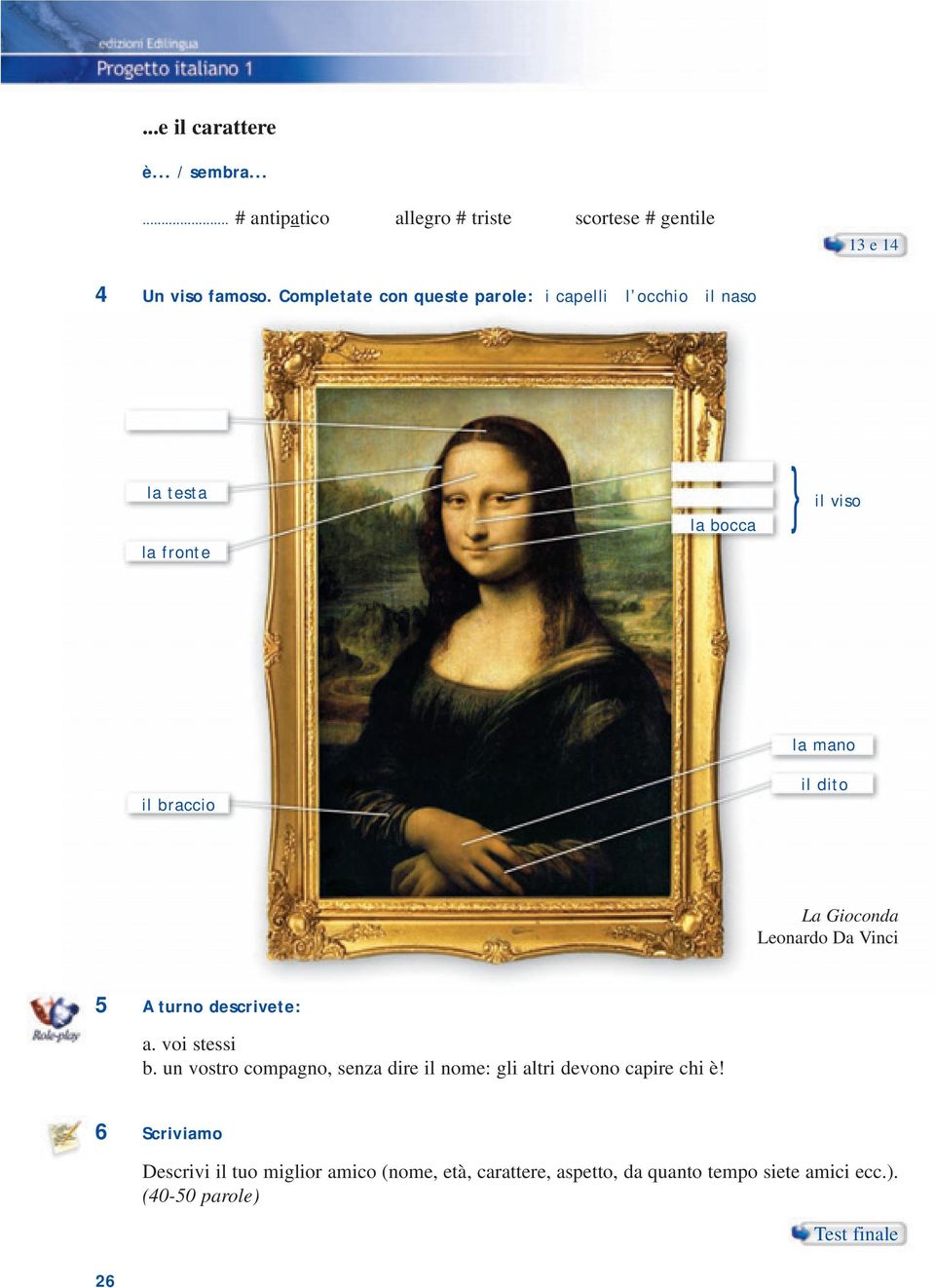 Gioconda Leonardo Da Vinci 5 A turno descrivete: a. voi stessi b.