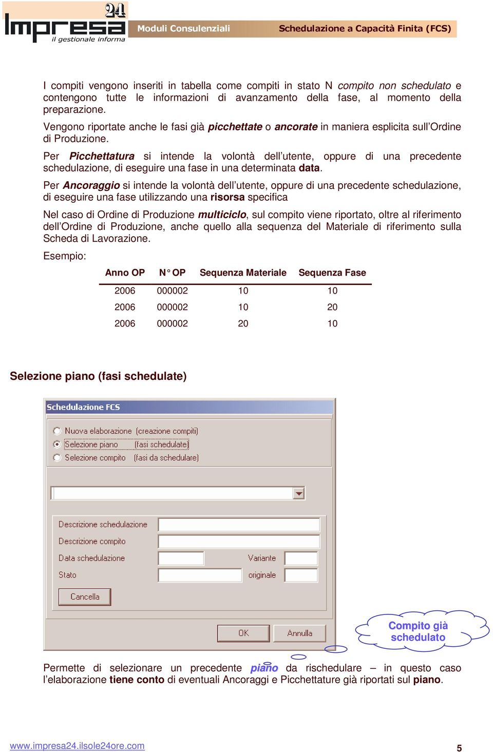 Per Picchettatura si intende la volontà dell utente, oppure di una precedente schedulazione, di eseguire una fase in una determinata data.