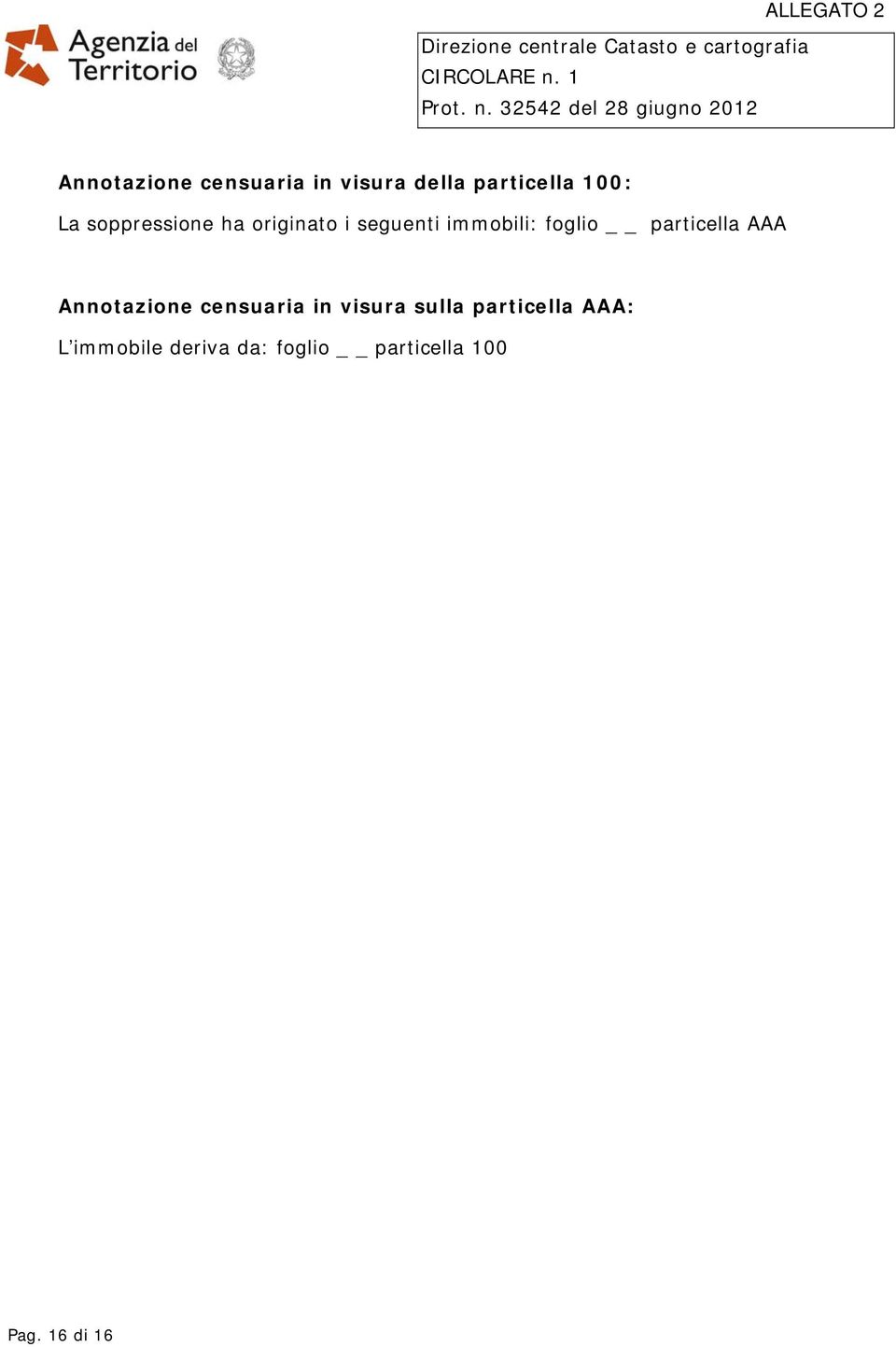 particella AAA Annotazione censuaria in visura sulla