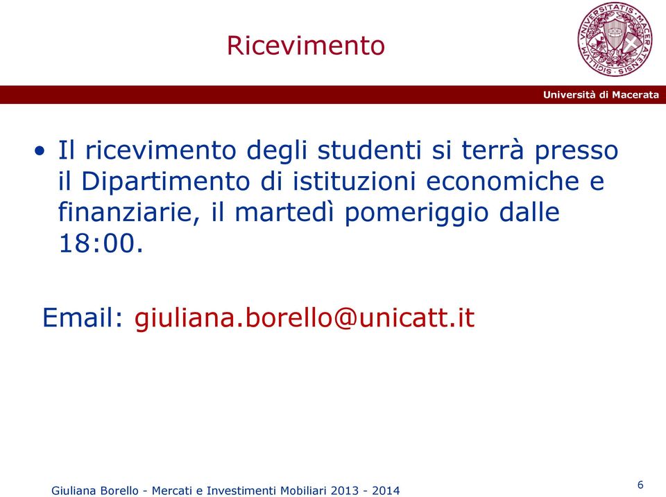 economiche e finanziarie, il martedì