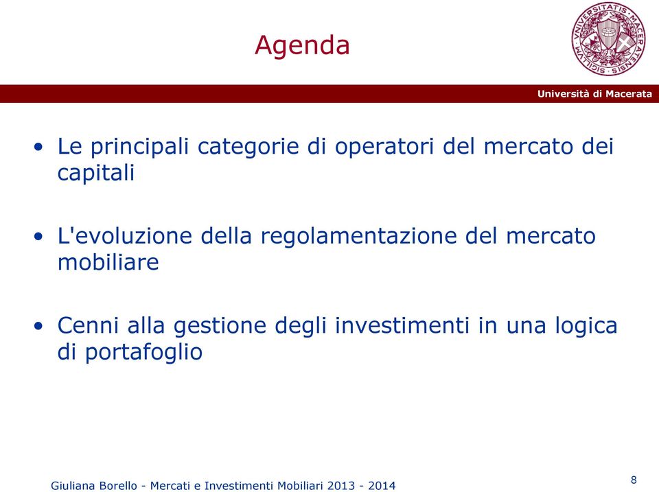 regolamentazione del mercato mobiliare Cenni