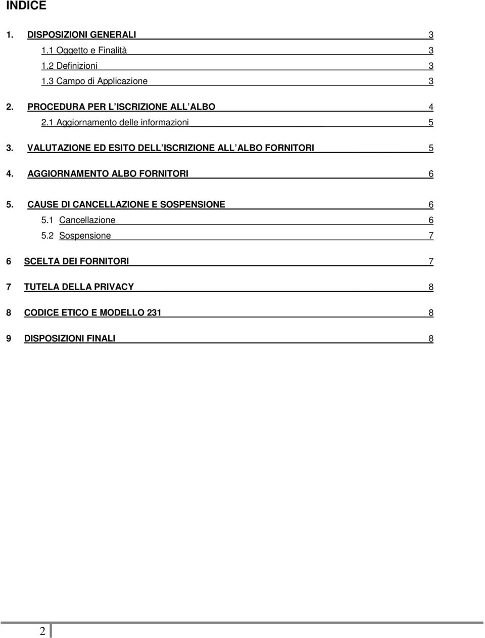 VALUTAZIONE ED ESITO DELL ISCRIZIONE ALL ALBO FORNITORI 5 4. AGGIORNAMENTO ALBO FORNITORI 6 5.