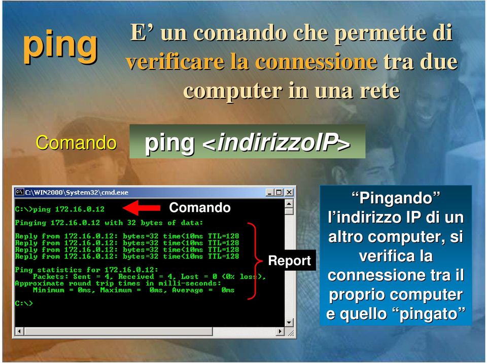 Comando Report Pingando l indirizzo IP di un altro computer,