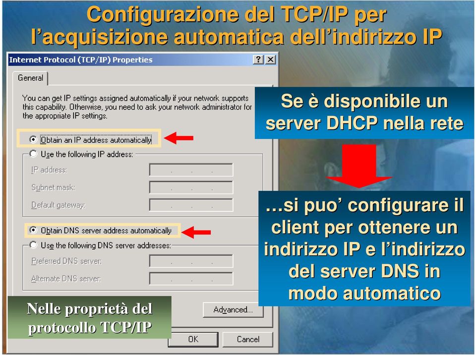 proprietà del protocollo TCP/IP si puo configurare il client per