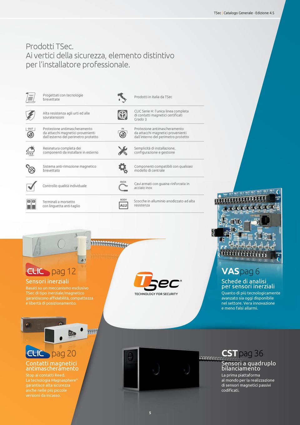 perimetro protetto CLIC Serie H: l unica linea completa di contatti magnetici certificati Grado 3 Protezione antimascheramento da attacchi magnetici provenienti dall interno del perimetro protetto