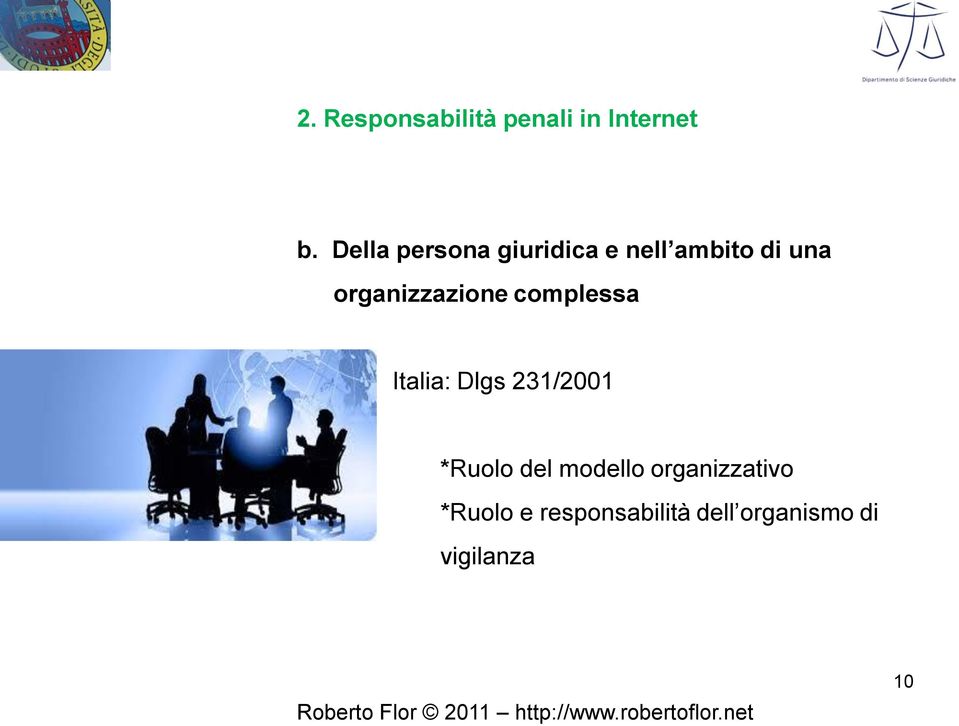organizzazione complessa Italia: Dlgs 231/2001 *Ruolo