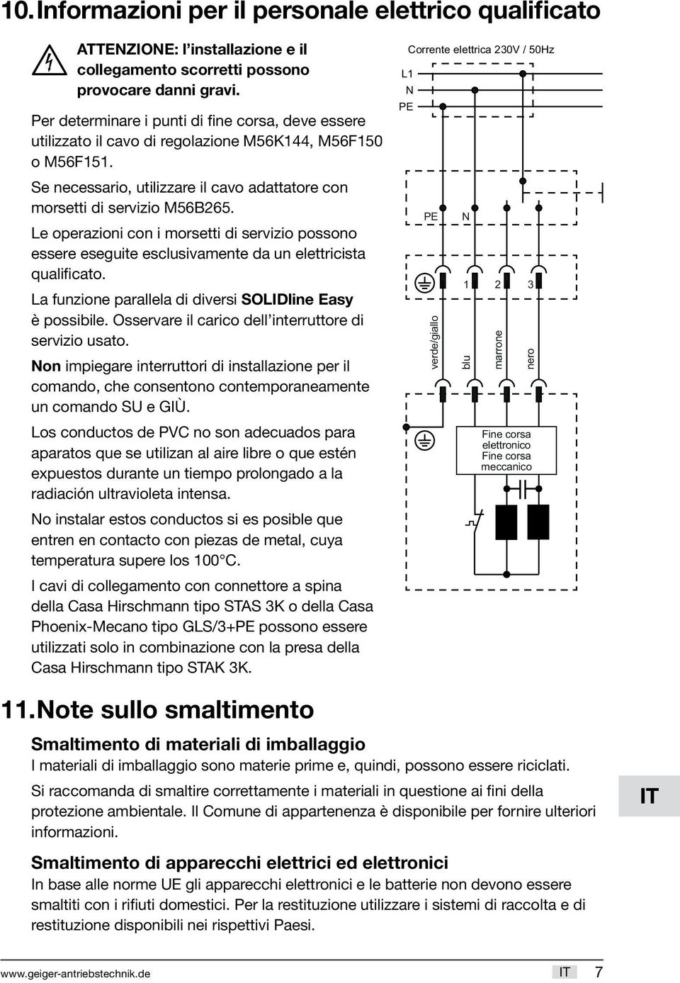 Le operazioni con i morsetti di servizio possono essere eseguite esclusivamente da un elettricista qualificato. La funzione parallela di diversi SOLIDline Easy è possibile.