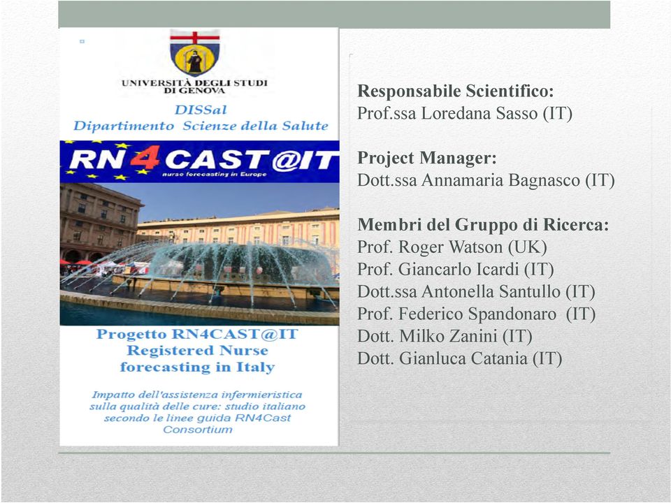 ssa Annamaria Bagnasco (IT) Membri del Gruppo di Ricerca: Prof.
