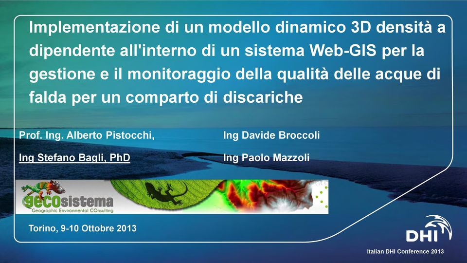 acque di falda per un comparto di discariche Prof. Ing.