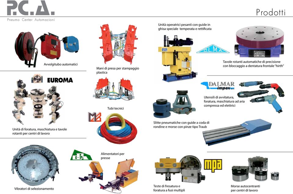 compressa ed elettrici Unità di foratura, maschiatura e tavole rotanti per centri di lavoro Slitte pneumatiche con guide a coda di rondine e morse