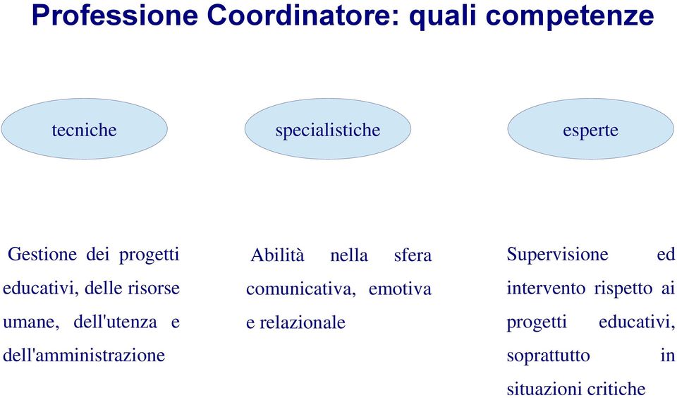 dell'amministrazione Abilità nella sfera comunicativa, emotiva e relazionale